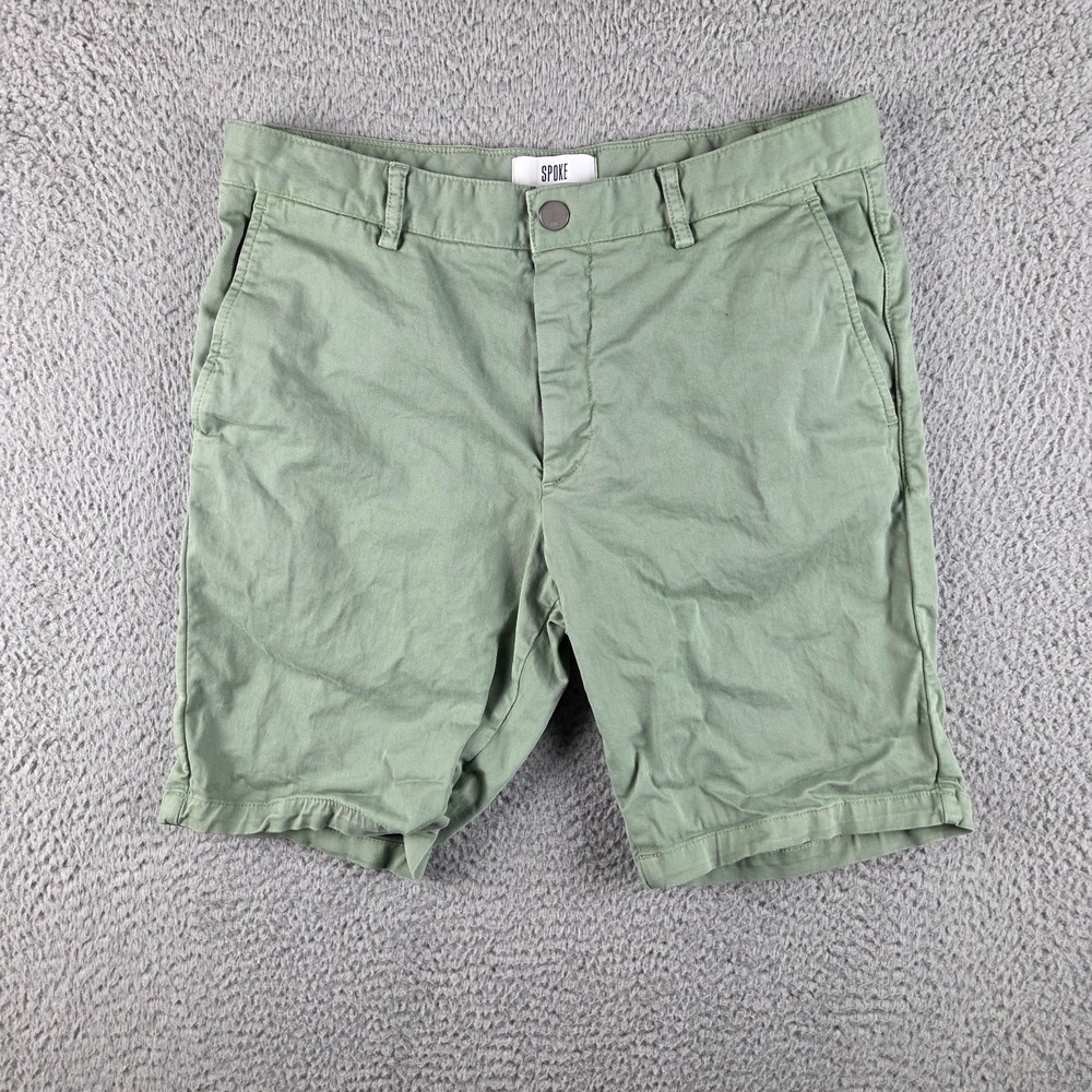 Spoke Shorts Mens 31 Green Build A Cotton Casual Summer Chino Shorts Pockets